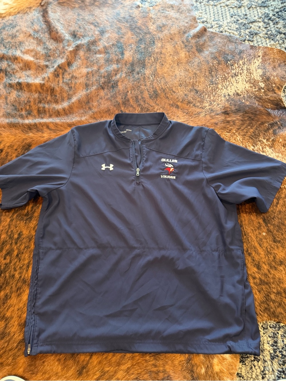 Under Armour Jacket Mens L Blue Short Sleeve 1/4 Zip Pullover Windbreaker Dulles
